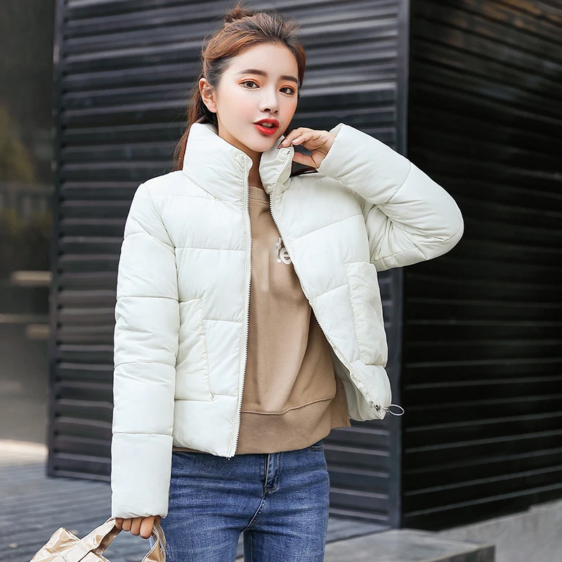 

Winter Coat For Women Thick Cotton Warm Female Jacket Big Pocket Stand Collar Short Wadded Coat Outerwear Overcoat Parkas