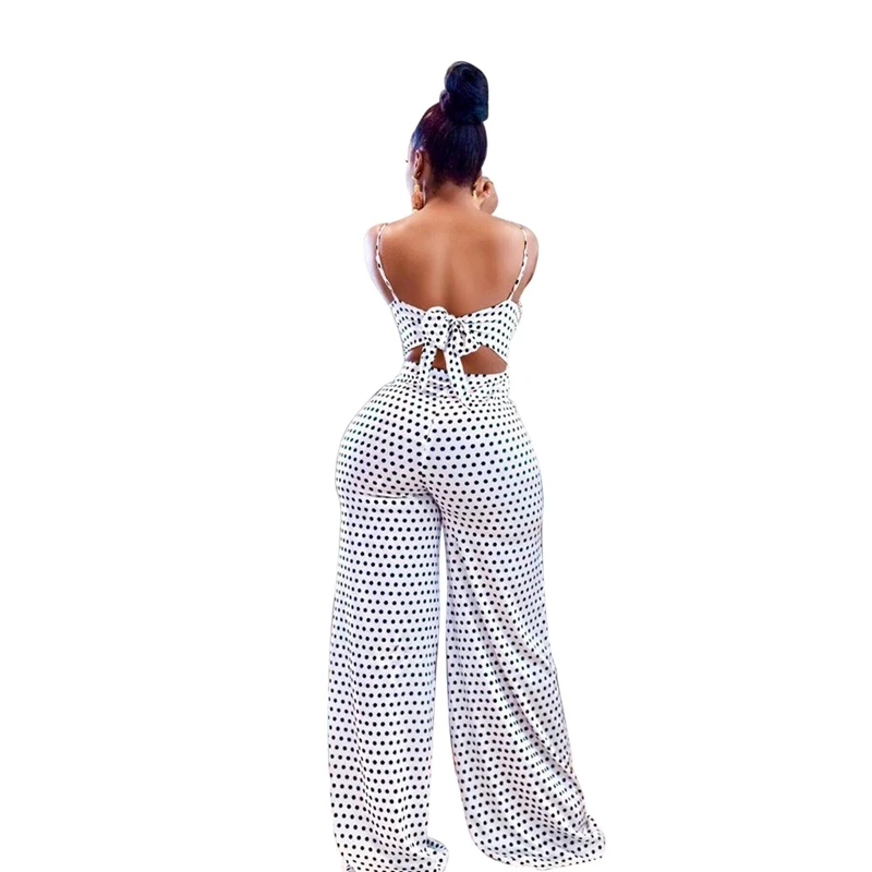2019 Summer womens Sexy Off Shoulder Jumpsuit Casual Sleeveless Fashion rompers Ladies Dot Bodysuit Wide Leg Pants Long Trousers 2019 Summer womens Sexy Off Shoulder Jumpsuit Casual Sleeveless Fashion rompers Ladies Dot Bodysuit Wide Leg Pants Long Trousers