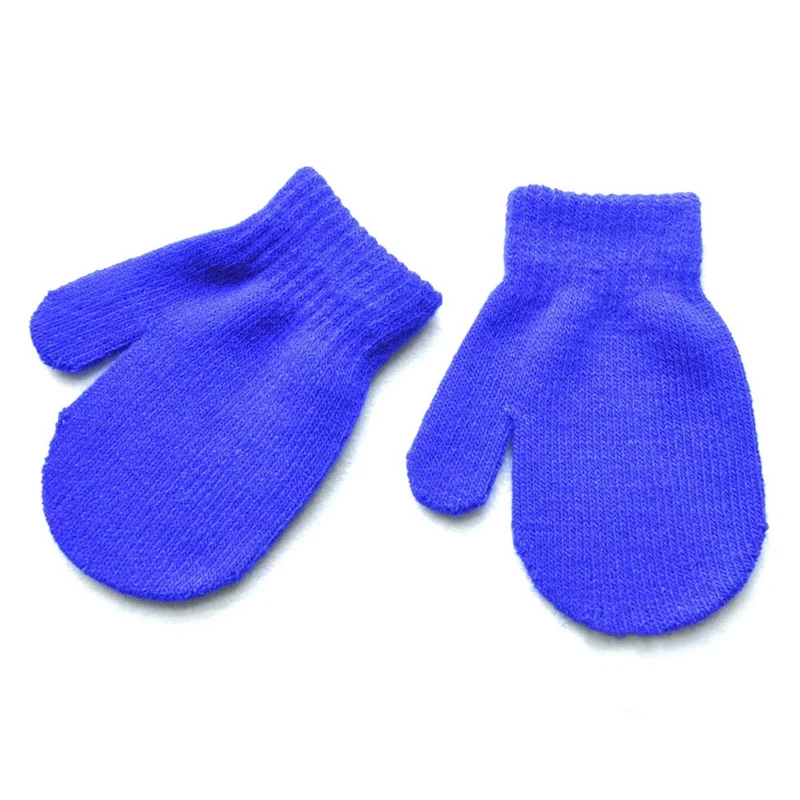 Зимние перчатки для малышей, 7 цветов милые однотонные Мягкие вязаные теплые перчатки для мальчиков и девочек - Цвет: LB