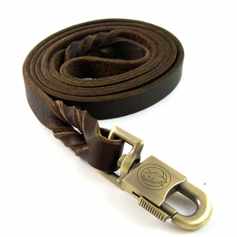 ##BUY Braided Real Leather Dog Leash K9 Walking Training Leads for German Shepherd golden retriever bulldog Husky Pets Supplier