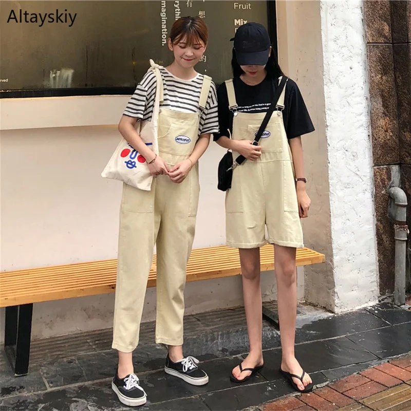 

Jumpsuits Women Solid Simple All-match Korean Style High Waist Chic Kawaii Loose Trendy Jumpsuit Womens High Quality Bodysuit