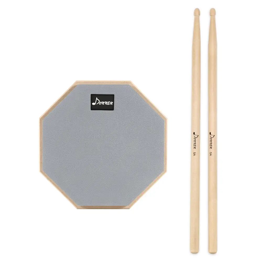 Donner 8 Inches Drum Practice Pad With Drum Sticks Orange 