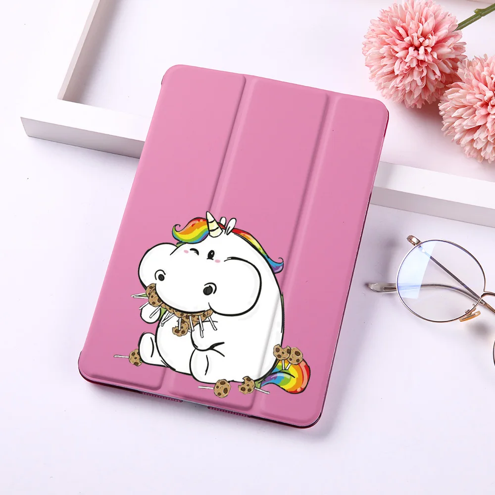 

Cute Unicorn Magnet Flip Cover For Apple iPad 2018 9.7" Case For iPad Air 2 Mini2 PU Leather Tablet Folding Folio Case Auto Wake