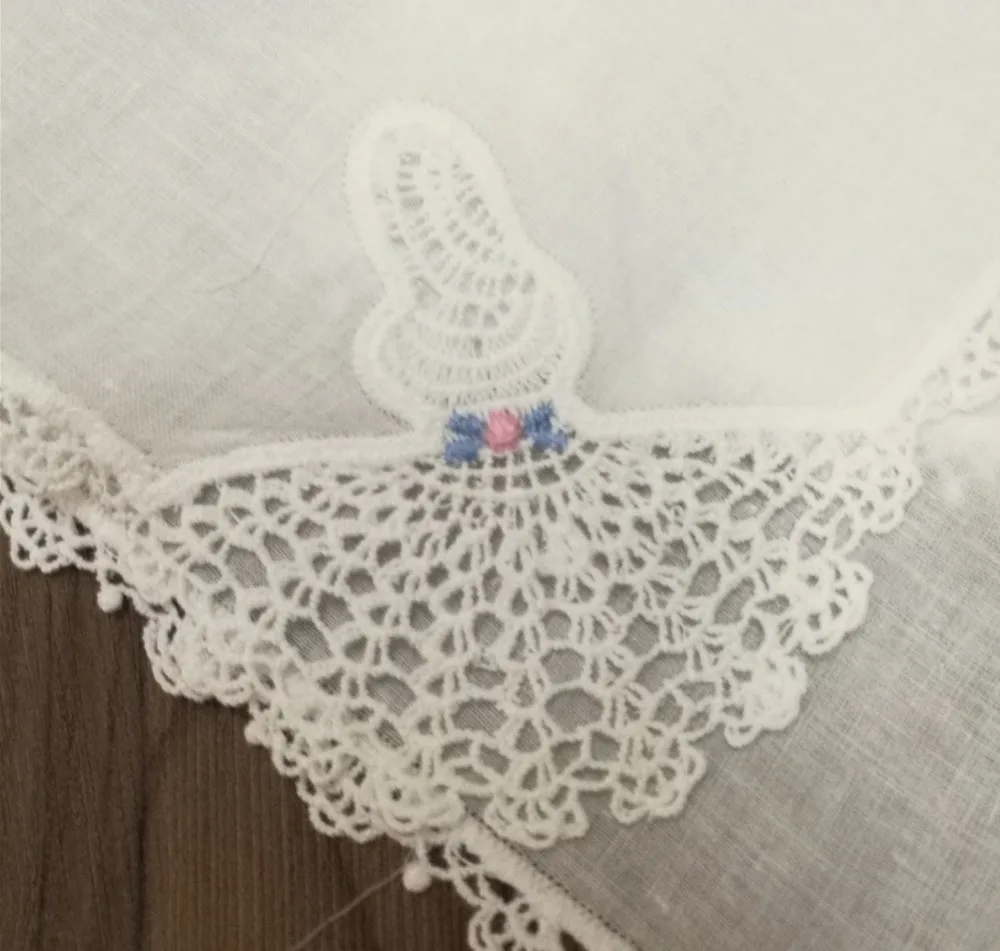 12 шт./лот модные женские туфли платки 11.5x11.5White Ситцевая свадьба-платочек вышивка кружевные канты платки Hanky для невесты