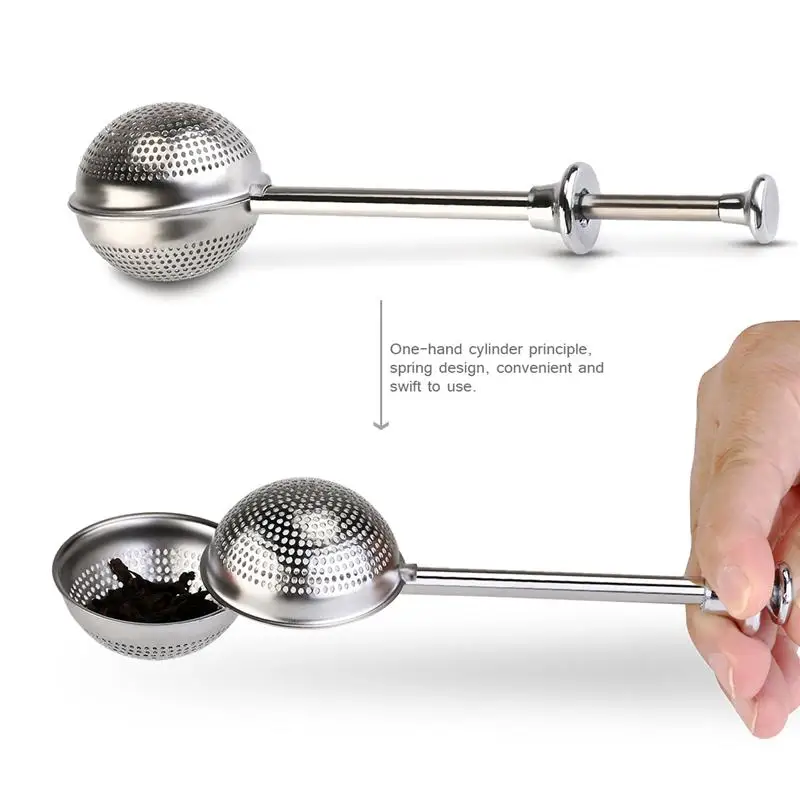 Stainless Steel Loose Leaf Tea Locking Teaspoon Mesh Loose Tea Leaf Filter Infuser Strainer Sieve Metal Colander Net