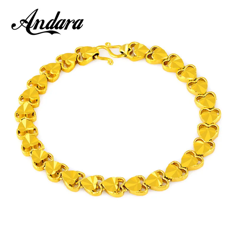 

New Fancy Heart Bracelet Women Jewelry Wholesale Gold Color Stamp Retro Charm Bracelet Heart Jewelry Bracelets For Girls