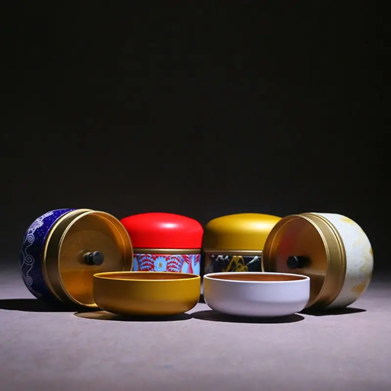 

Retro Mini Tin Tea Coffee Candy Storage Box Round Metal Case Wedding Party Favor Organizer Container