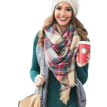 Winter Tartan Female Scarf Desigual Checkered wool Blend New Designer Shawls Women’s Scarves Hot sale Luxury Brand Scarf 4219