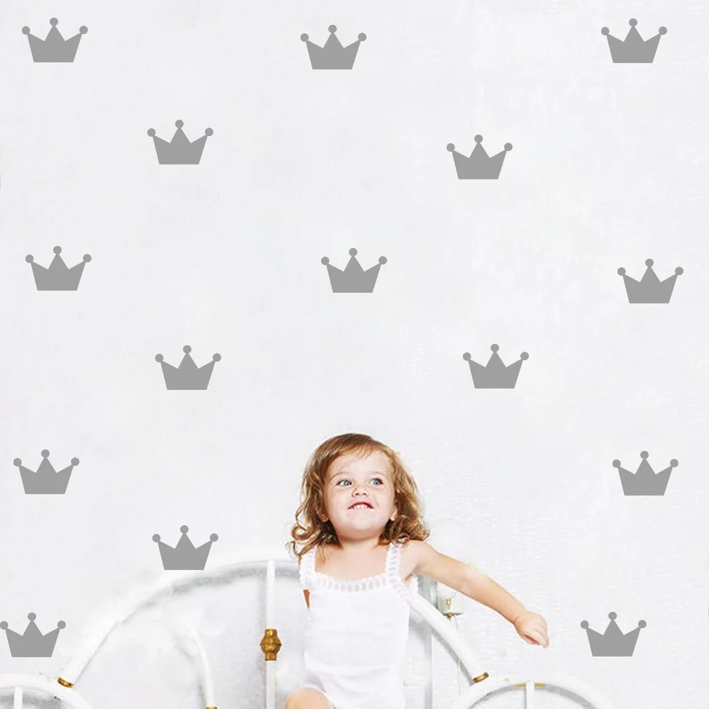 Настенные наклейки для детской комнаты с короной, принцессой, спальней, гостиной, водостойкие, съемные, новые - Цвет: Серебристый