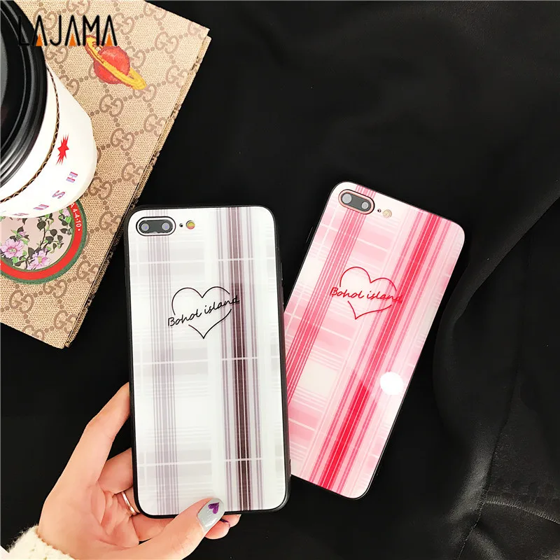 Lajama Роскошные чехол для телефона с закаленным стеклом iphone 6 6S 7 8 плюс против
