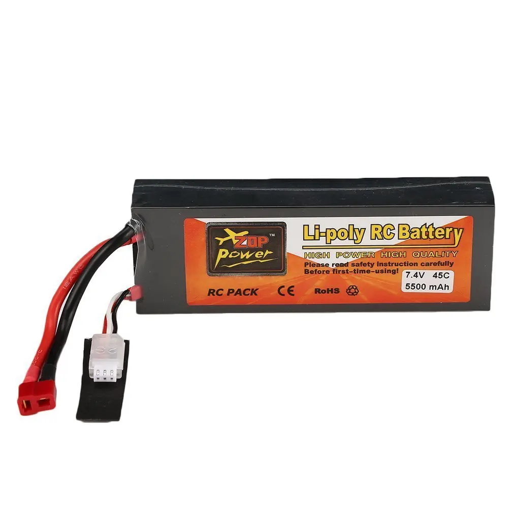 

ZOP Power 7.4V 3300/5000/5500/6000/7000/8000mAh 30/40/45/65C 2S 1P Lipo Battery T Plug for RC DroneHelicopter Car Boat Model