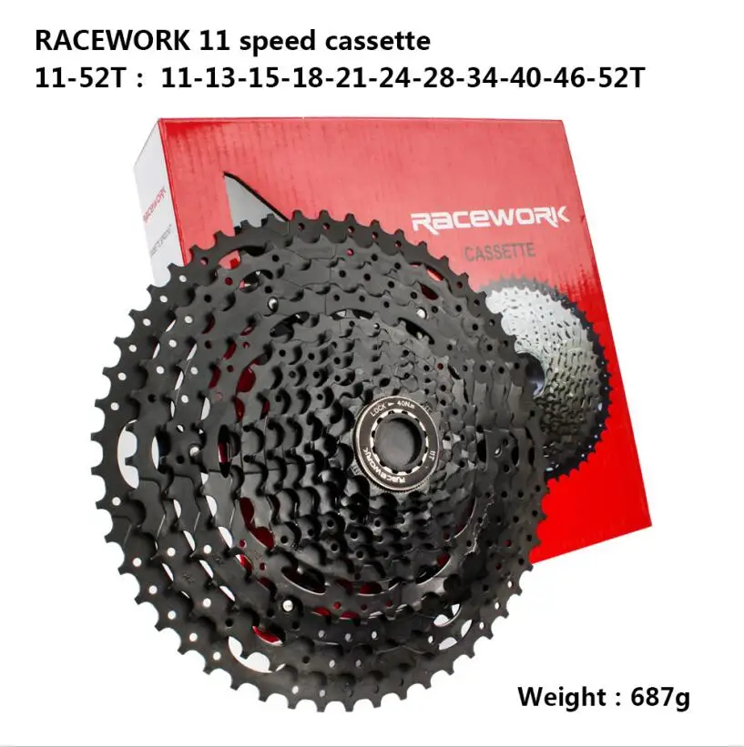 RACEWORK 10/11/12 скоростная кассета 11-42 т 11-46T 11-50 т 11-52 т горный велосипед MTB велосипед Кассетный Маховик для Shimano Sram - Цвет: 11S black 11-52T