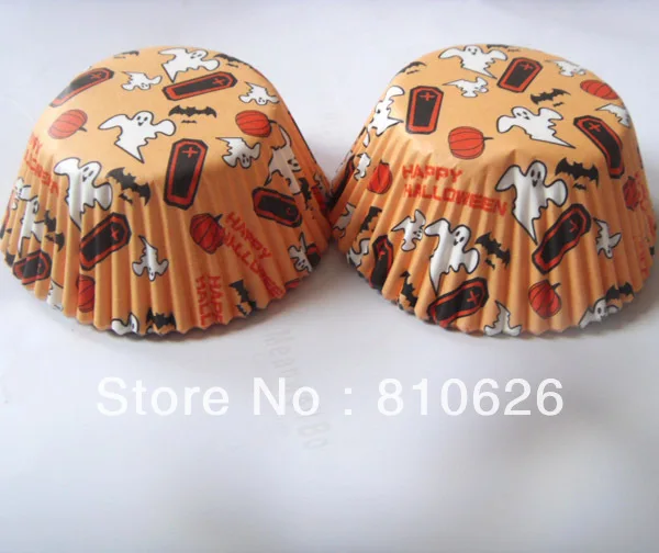 

Promotion 100Pcs Ghost cupcake liner baking cup muffin paper case cup cake wrapper box case mold for Halloween