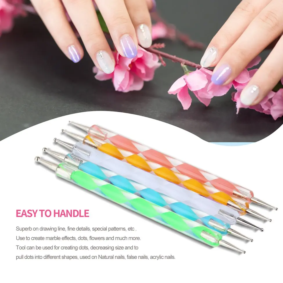 

10pcs 1 Set 2-Way Dotting Pen Marbleizing Tool Nail Art Design Dot Paint Tools
