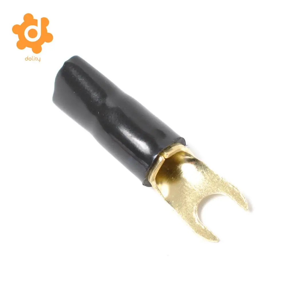 dolity 5 Pairs 8 AWG Car Audio Power Ground Wire Fork Terminal Connector Brass