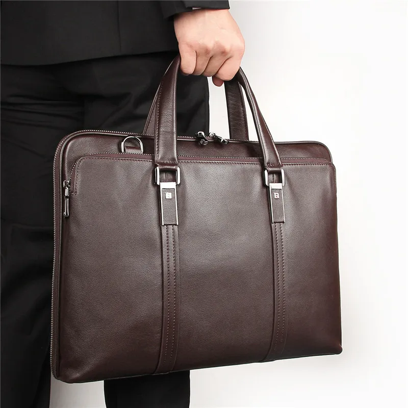 

Nesitu High Quality Black Coffee Genuine Leather Office Men Briefcase Portfolio Real Skin Business Shoulder Messenger bags M7325