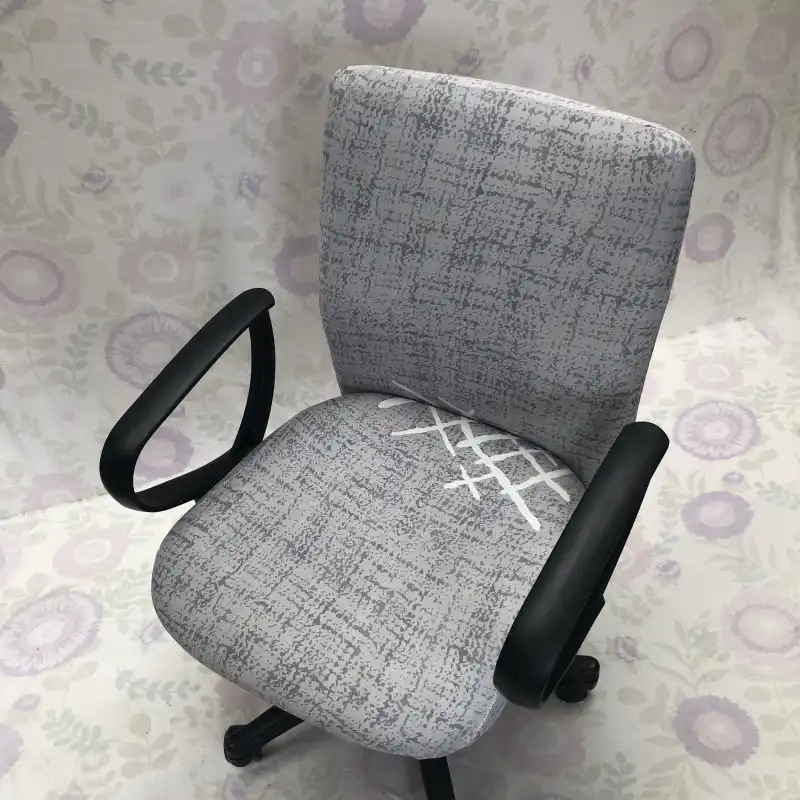 Printed Elastic Computer Desk Chair Cover With Back Washable