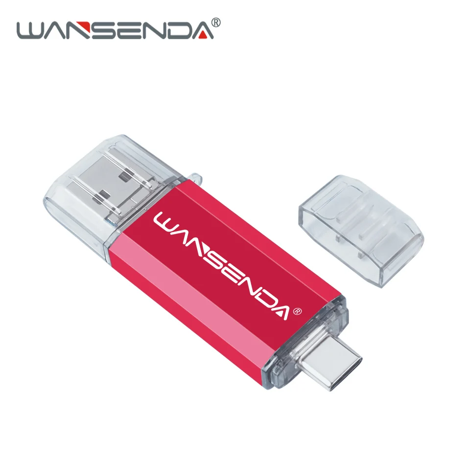 WANSENDA OTG флеш-накопитель USB 3,0 type-C 512 ГБ 256 ГБ 128 ГБ флеш-накопитель карта памяти 64 ГБ 32 ГБ 16 ГБ Флешка для type-c/PC - Цвет: Красный
