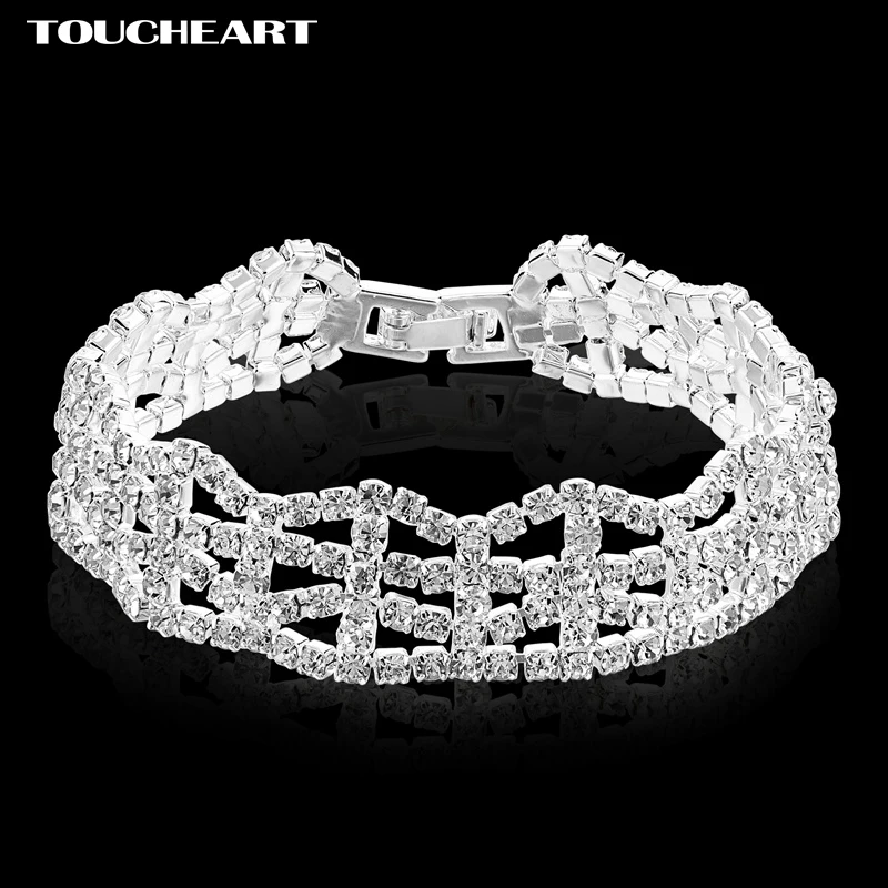 

TOUCHEART Luxury office charm Bracelets For Women White Crystal Silver Bracelets & Bangles Wedding Jewelry for pulseira Feminina