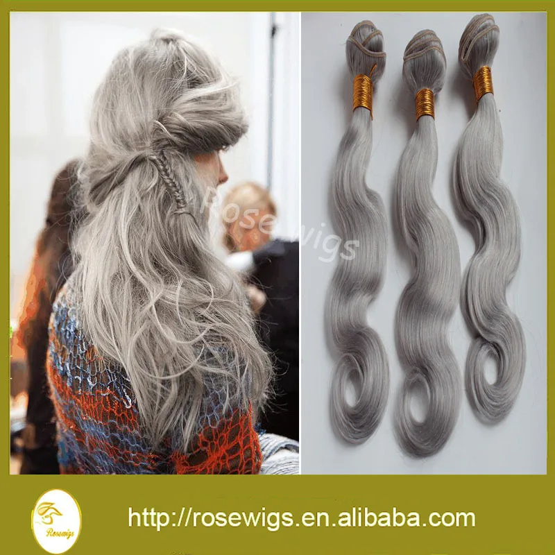 Brazilian Virgin Hair Grey Hair Weave Weft Silver Grey Human