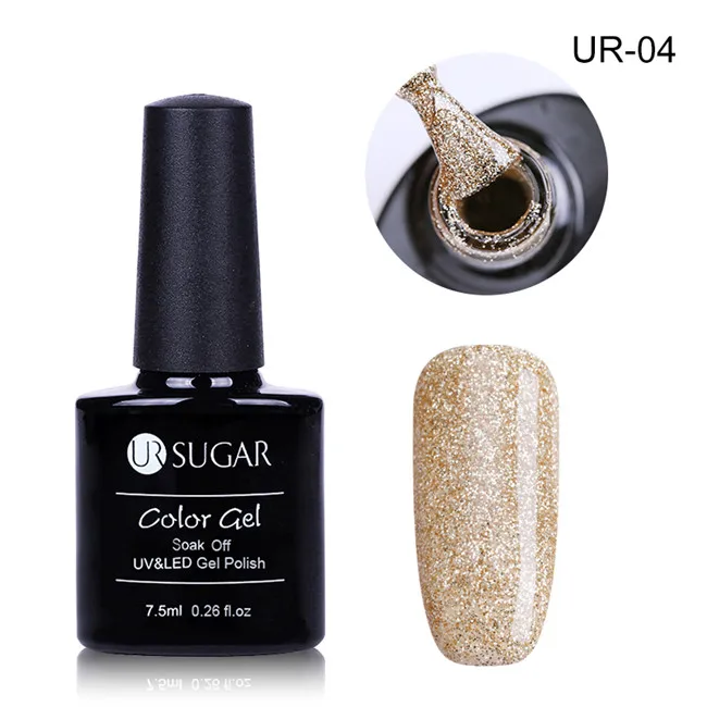 Ur Sugar 7,5 мл черный бриллиант УФ-гель для ногтей голографический Блестящий лак для ногтей - Цвет: Champagne 4