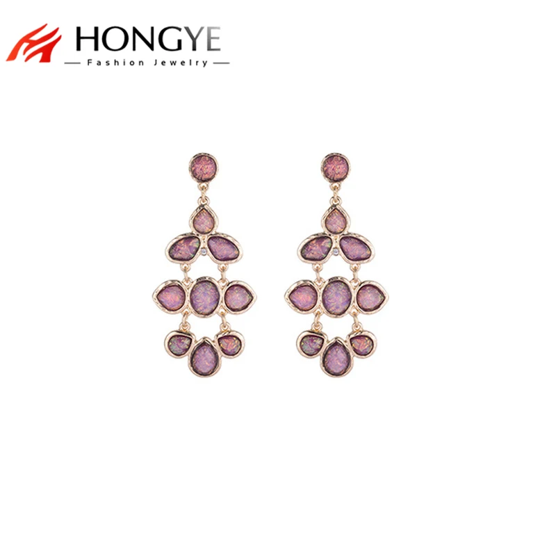 

2018 Newest Romantic Stud Earrings Women Colorful Resin Fashion Big Earring For Feamle Gift Gold-Color Jewelry Wedding Party