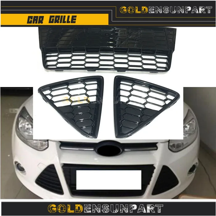 

grill kit for Ford Focus 3 III 2012-2014 1 Set/RH and LH and Middle mesh fashion Spary painted honeycombed Nest bee lower grille