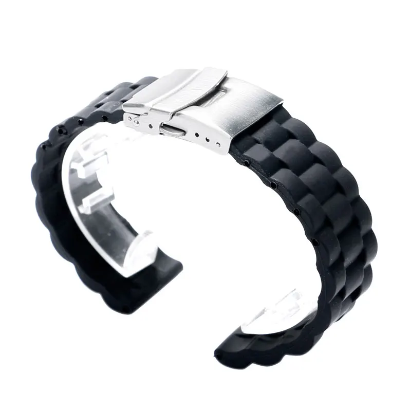 

YISUYA High Quality 20mm/22mm Width Black Silicone Rubber Watch Strap Band With 2 Spring Bars For Sport Smart Watch