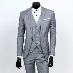 Мужской костюм из трех предметов, деловой костюм, свадебное платье жениха (костюм + жилет + брюки)