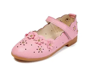 

Girls leather shoes princess shoes spring and autumn 2018 summer new soft bottom hollow breathable flowers children's shoes