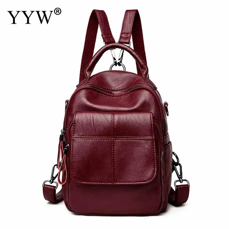 

Burgundy PU Leather Backpack Female Mini Backpacks for Women and Adolescent Girls Small Travel School Bag Shoulder Bags 5 Colors