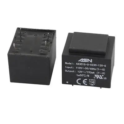 2 шт. AC 110V 50/60Hz к 12V 192mA герметичный силовой трансформатор одобренный CE черный |