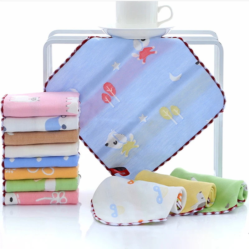 Хлопковые полотенца для новорожденных с героями мультфильмов, 6 слоев, тканевый носовой платок для малышей, детские полотенца для кормления