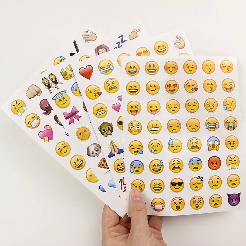4 Листов/Комплект Улыбка Наклейки Популярные Emoji Смайлики Телефон Наклейка 48 Наклеек На Лист Дневник Канцелярские Наклейки