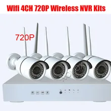 4ch plug and play Беспроводной NVR комплект P2P 720 P HD Открытый ИК Ночное Видение безопасности IP Камера WI-FI CCTV Системы