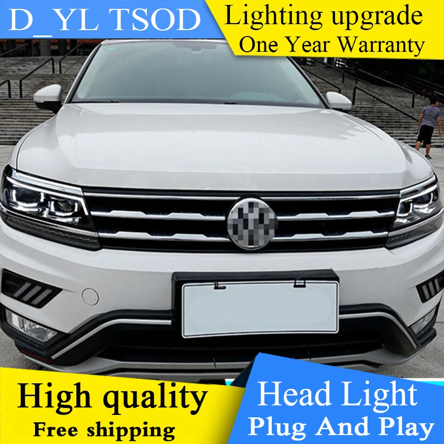 

Auto part Style LED Head Lamp for VW Tiguan led headlight 2017 2018 for Tiguan drl H7 hid Bi-Xenon Lens angel eye low beam