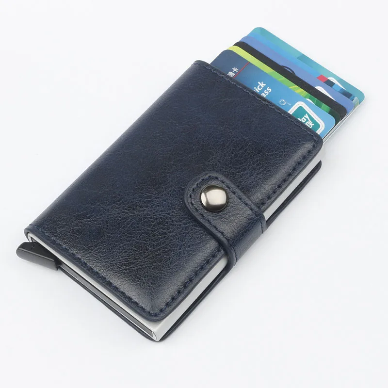 Anti Theft кредитной держатель для карт Для женщин Для мужчин блокирование Rfid кошелек из искусственной кожи с защитой от Rfid, для карт держатель алюминиевая визитная карточка случае - Цвет: sapphire blue