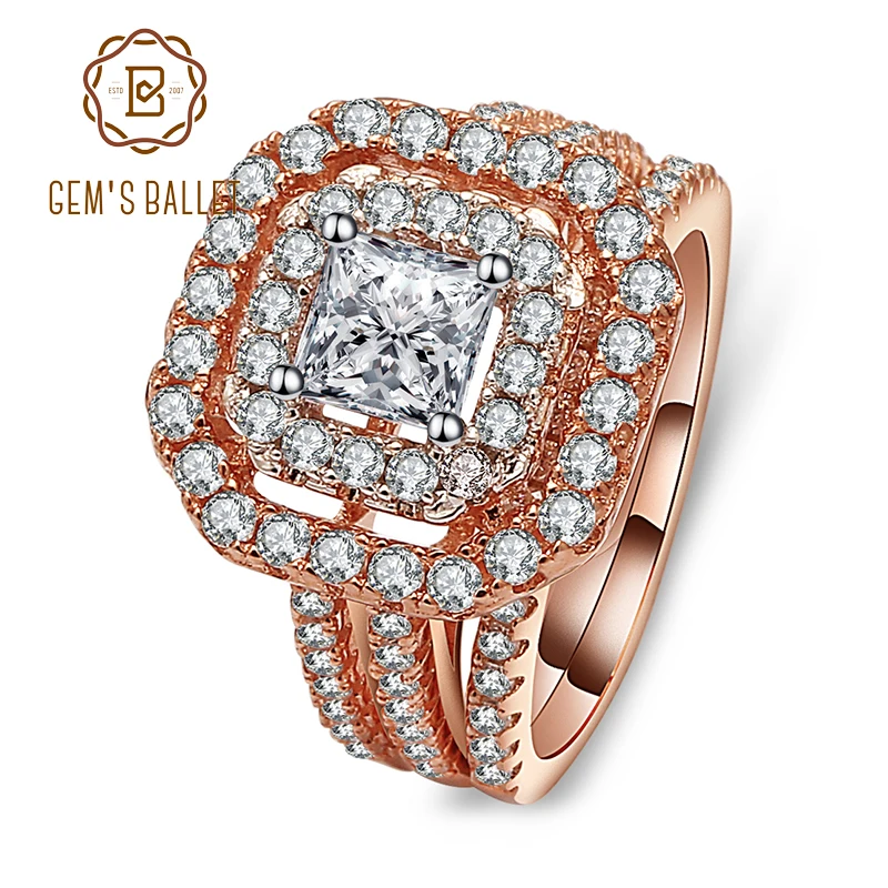 Gem's Ballet 925 Sterling Silver Simulant Diamond Rings Engagement Ring Bridal Sets Wedding Band Fine jewelry for Women | Украшения и