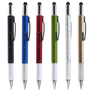 

1Pc Multifunction Tool Ballpoint Pen Screwdriver Ruler Spirit Level Ball Pen Scale Stylus Touch Screen Capacitive Canetas Office