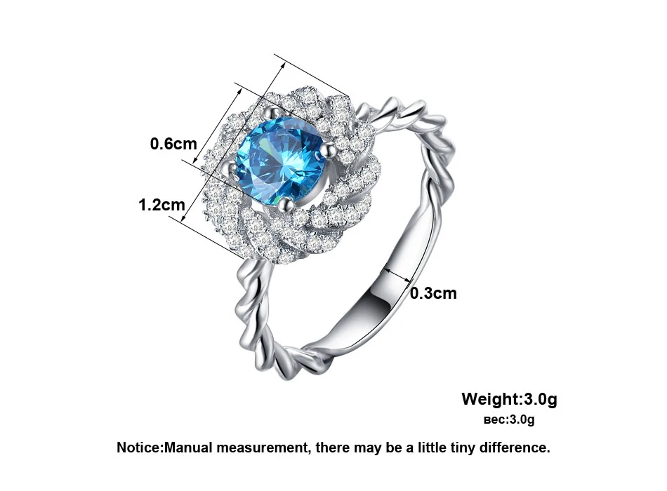 ORSA JEWELS роскошные кольца для женщин Серебряный цвет 1.2ct Шарм Синий Кубический Цирконий с 55 шт. AAA цветок с Цирконом Форма кольцо AOR148
