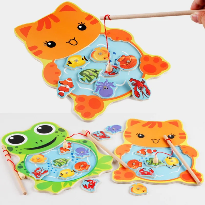 

Hot Style Magnetic Fishing Game Set Baby Wooden Toys Board 3D Children Education Toy