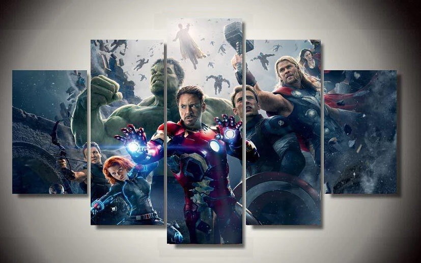 5 Piece unframed Printed The Avengers movie Painti...