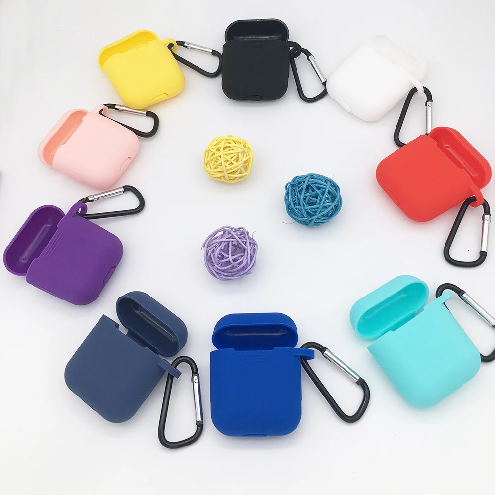 

Silicone airpods case cover with Keychain for Apple airpods Protector case for Airpods 2 for Airpods 1 Simple, cute