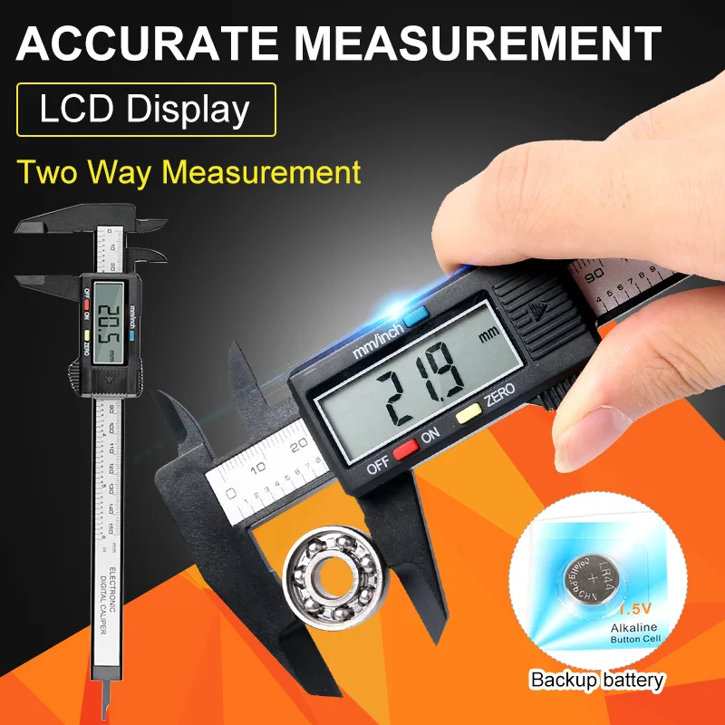 

0-150mm/6 inch LCD Digital Electronic Vernier Caliper Intelligent Display Calipers Micrometer Measuring Tool