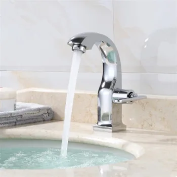 

solid brass cold water faucet Single Holder Single Hole basin mixer ceramic cartridge brushed free shipping