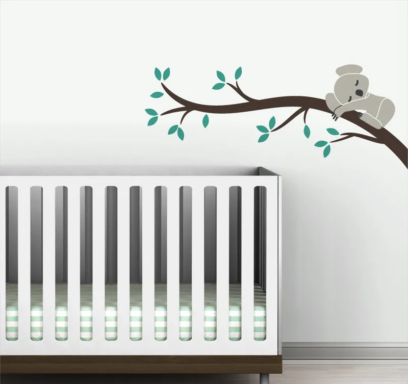 

Kids Baby Nursery Room Decal Tree Branch Koala sleep on Branch Tree Wall Sticker DIY Wall Decor Mural For Baby Bedroom NY-199