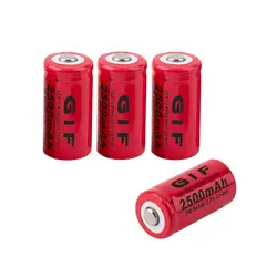 4 шт. красный желтый AA 3,7 в 16340 2500 мАч перезаряжаемые литий-ионный светодиодный батарея безопасный экологичный для фонарик