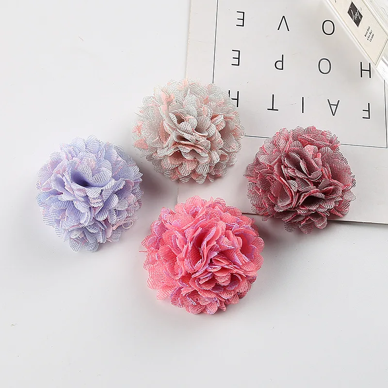 30 PCS 4cm Cloth Flowers With Stamen Connectors Charm Handmade Headwear Brooch Accessories For Jewelry Making | Украшения и