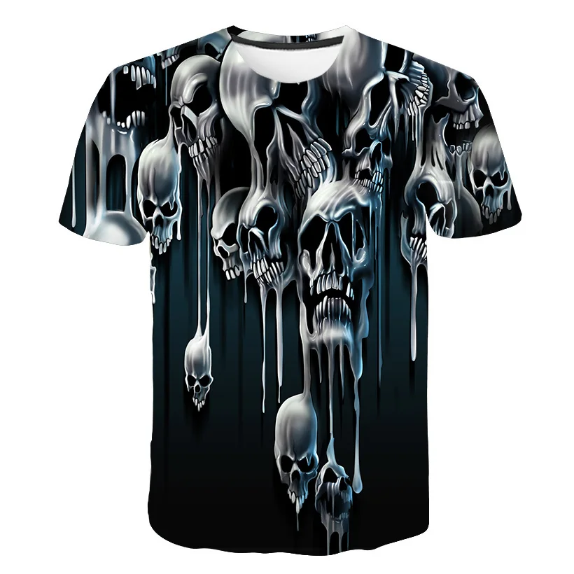 

2019 New Cool Skull Thaw 3D T Shirt Summer Mens Fashion Tops Male Print Harajuku Wolf Men Women Casual Anime T-Shirts