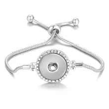 Серебристый золотистый кулончик браслет с защелкой для 18 мм кнопки регулируемые цепочки с украшением в виде кристаллов браслет с украшением в виде кнопки Ювелирная кнопка